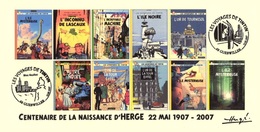 FRANCE 2007 N°117 Albums Fictifs + 2 Cachets Premier Jour FDC TINTIN KUIFJE TIM HERGE GUEBWILLER - Hergé
