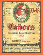 étiquette Vin De Cahors Delf 1988 Delfour à Caillac - 75 Cl - Pape Jean XXIII - Cahors