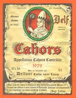 étiquette Vin De Cahors Delf 1979 Delfour à Caillac - 75 Cl - Pape Jean XXIII - Cahors