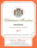 étiquette Vin De Madiran Chateau Montus 1985 Alain Brumont à Maumusson - 75 Cl - Madiran