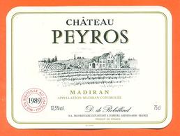 étiquette Vin De Madiran Chateau Peyros 1989 D De Robillard à Corbere Aberes - 75 Cl - Madiran