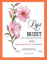 étiquette Vin De Buzet Lys 1991 Vignerons à Buzet Sur Baise - 75 Cl - Fiori