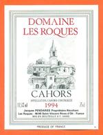 étiquette Vin De Cahors Domaine Les Roques 1994 Jacques Pendaries à Les Roques - 75 Cl - Cahors
