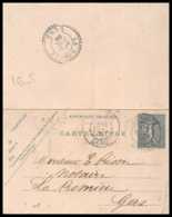 0591 France Entier Postal Stationery N°130 Carte Lettre Type Semeuse Cachet Perlé Bordeaux La Romieu Gers - Letter Cards