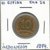 B2 Indonesia 10 Rupiah 1974. KM#38 - Indonesia