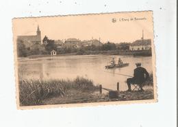 L'ETANG DE BEAUWELZ (MOMIGNIES)  (PECHEUR BARQUE ET EGLISE) - Momignies