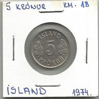 A2 Iceland 5 Kronur 1974. KM#18 - Islande