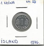 A9 Iceland 1 Krona 1976. KM#23 - Island