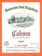étiquette De Vin Cahors Domaine Des Rigalets 1985 A Bouloumié à Les Cambous - 37,5 Cl - Cahors