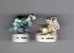 2 Fèves Duo Brillantes LES FABLES DE LA FONTAINE Le Lièvre & La Tortue - Animaux