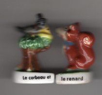 2 Fèves Duo Brillantes LES FABLES DE LA FONTAINE Le Corbeau & Le Renard - BANETTE 2007 - Dieren