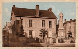 CERIZAY .  La Mairie Et La Place. Carte Rare - Cerizay