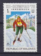 Maldives 1976 Mi. 633    1 L Olympische Winterspiele Olympic Wintergames, Innsbruck Austria Skiing Skianglauf, MNH** - Maldivas (...-1965)