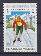 Maldives 1976 Mi. 633    1 L Olympische Winterspiele Olympic Wintergames, Innsbruck Austria Skiing Skianglauf, MNH** - Maldives (...-1965)