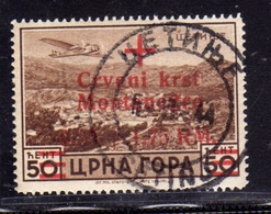 MONTENEGRO TEDESCA CETTIGNE 1944 POSTA AEREA AIR MAIL CROCE ROSSA RED CROSS 0,25 + 1,25 SU 50c USATO USED OBLITERE' - Duitse Bez.: Montenegro