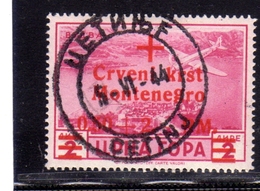 MONTENEGRO TEDESCA CETTIGNE 1944 POSTA AEREA AIR MAIL CROCE ROSSA RED CROSS 0,50 + 2m SU 2L USATO USED OBLITERE' - German Occ.: Montenegro