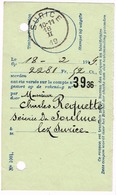 Bulletin De Versement Daté Du 18 Février 1919 Oblitération De Surice - Fortune (1919)