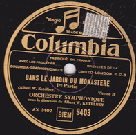 78 Trs - 25 Cm - état TB - DANS LE JARDIN D'UN MONASTERE 1re Et 2e Parties - ORCHESTRE SYMPHONIQUE - 78 T - Disques Pour Gramophone