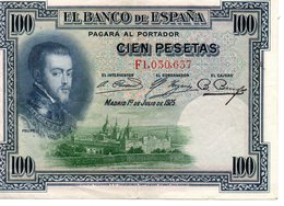 REPUBLICA ESPAGNOLA  CIEN PESETAS 1-6 1925 - 100 Pesetas