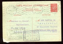 Entier Postal Commerciale De Lyon Pour Neuilly Sur Seine En 1942 - N190 - Standard Postcards & Stamped On Demand (before 1995)