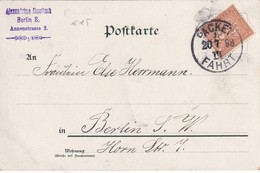 ALLEMAGNE  1898 POSTE PRIVEE  PAKET  FAHRT  CARTE ILLUSTREE DE BERLIN - Private & Local Mails