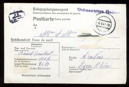 Carte + Réponse Du Stalag XIIIB Pour Lyon En 1943 - N222 - Guerra Del 1939-45