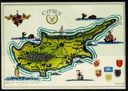 Ref 1239 - 1981 Map Postcard Of Cyprus - Turkish Cypriot Post - SG 99 15Tl To Oxford UK - Cyprus