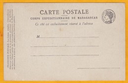 Corps Expéditionnaire De Madagascar - Carte Postale En Franchise Militaire - Non Utilisée - Storia Postale