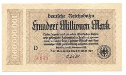 Billet De Hundert Millionen Mark 1923 Deutsche Reichsbahn - 100 Miljoen Mark