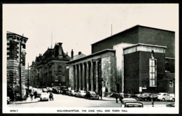 Ref 1242 - 1965 Real Photo Postcard - Cars Outside Civic & Town Hall Wolverhampton - Staffordshire - Wolverhampton