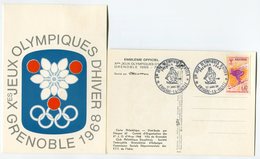 RC 10479 ANDORRE JEUX OLYMPIQUES DE GRENOBLE 1968 SKI CARTE EMBLEME DES JEUX 1er JOUR FDC TB - Briefe U. Dokumente