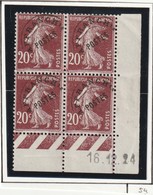 France Coin Daté  Du Préoblitéré N° 54 4 Timbres ** Des Froissures Et Une Charniere Bord De Feuille - Precancels