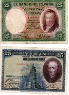 Billet Espagnol De 25 Pesetas ( 15 Aout 1928 ,et Avril 1931 ) - 1-2-5-25 Peseten