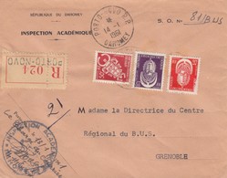 LETTRE DAHOMEY. 14 1 61. RECOMMANDÉ PORTO-NOVO POUR GRENOBLE. TIMBRES DE SERVICE 75F  / 2 - Brieven En Documenten