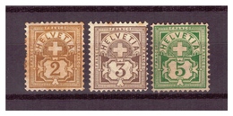 CH01) SVIZZERA1882-99 - Cifra Con Croce Unificato 63-64-66  F1 MLH* - Unused Stamps