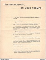 Tract " Téléspectateurs On Vous Trompe ! " - Mai 68 - Comité De Défense Des Tétéspectateurs - Sin Clasificación