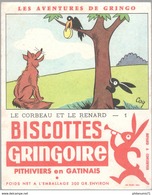 Buvard Biscottes Gringoire - Le Corbeau Et Le Renard N° 1 - Très Bon état - Chocolat