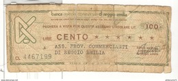 Billet 100 Lires / Cento Lire - Banca Agricola Di ReggioEmilia - Altri & Non Classificati