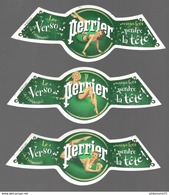 Lot De 3 Etiquettes Pin'Up Perrier - Le Verso De L'étiquette Vous Fera Perdre Le Tête - Etat Neuf - Perrier