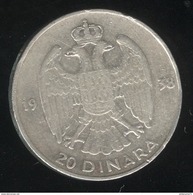 20 Dinara Yougoslavie 1938 TTB - Yugoslavia