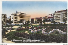 CPA  Marseille - Jardins De La Bourse - Nouvelle Poste - Non Circulé - Parcs Et Jardins