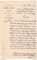 Courrier - Chemin De Fer De Paris à Lyon Et à La Méditerranée - 27 Octobre 1927 - Zonder Classificatie