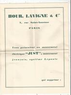 Publicité , Hour , Lavigne &Cie , Pendules Et Montres JUST ,4 Pages ,1930 , 2 Scans , Frais Fr 1.55 E - Publicités