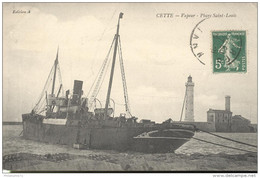 CPA Cette / Sète - Vapeur - Phare Saint Louis - Circulée 1912 - Sete (Cette)