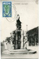 INDE CARTE POSTALE PONDICHERY -STATUE DUPLEIX AVEC OBLITERATION INDE 28 SEP 1930 PONDICHERY - Briefe U. Dokumente