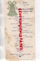 86- LOUDUN - RARE DEJEUNER DE BAPTEME 12 OCTOBRE 1947- IMPRIMERIE FIRMIN BLANCHARD- CLOCHE -TERNAY 1941-ROCHE VERNAIZE - Menú