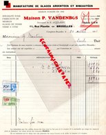 BELGIQUE-BRUXELLES- RARE FACTURE MAISON P. VANDENBOS-MANUFACTURE GLACES ARGENTEES BISEAUTEES-E. ACREMENT-1936 - Straßenhandel Und Kleingewerbe