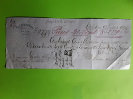 1865 , Bill On Note 2 Shillings ,DURAND Freres, London GB, BANQUE DE FRANCE , Paris - Fiscale Zegels