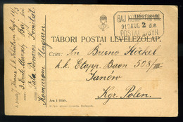 BAJ 1917. Táboriposta Lap  Postaügynökségi Bélyegzéssel - Used Stamps