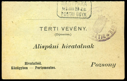 NAGYPAKA / Veľká Paka 1915. Portómentes Postázott Tértivevény Postaügynökségi Bélyegzéssel - Used Stamps